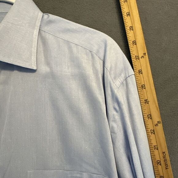 Canali Dress Shirt Long Sleeve Button Up Cotton Made In Italy Mens 43-17 Blue - Picture 8 of 11